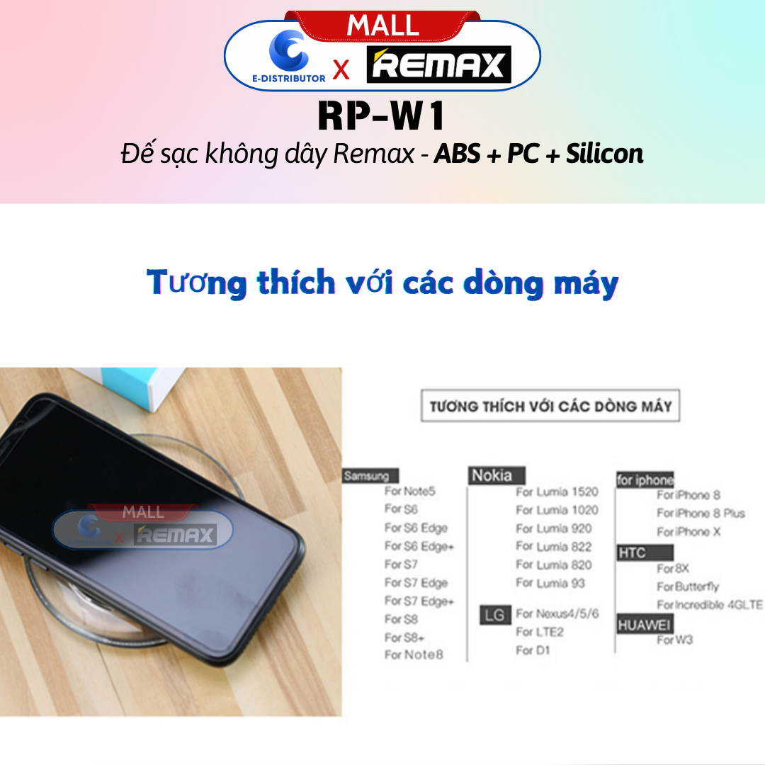 Đế sạc không dây Remax RP - W1 - Hàng Chính Hãng - Bảo Hành 12 Tháng