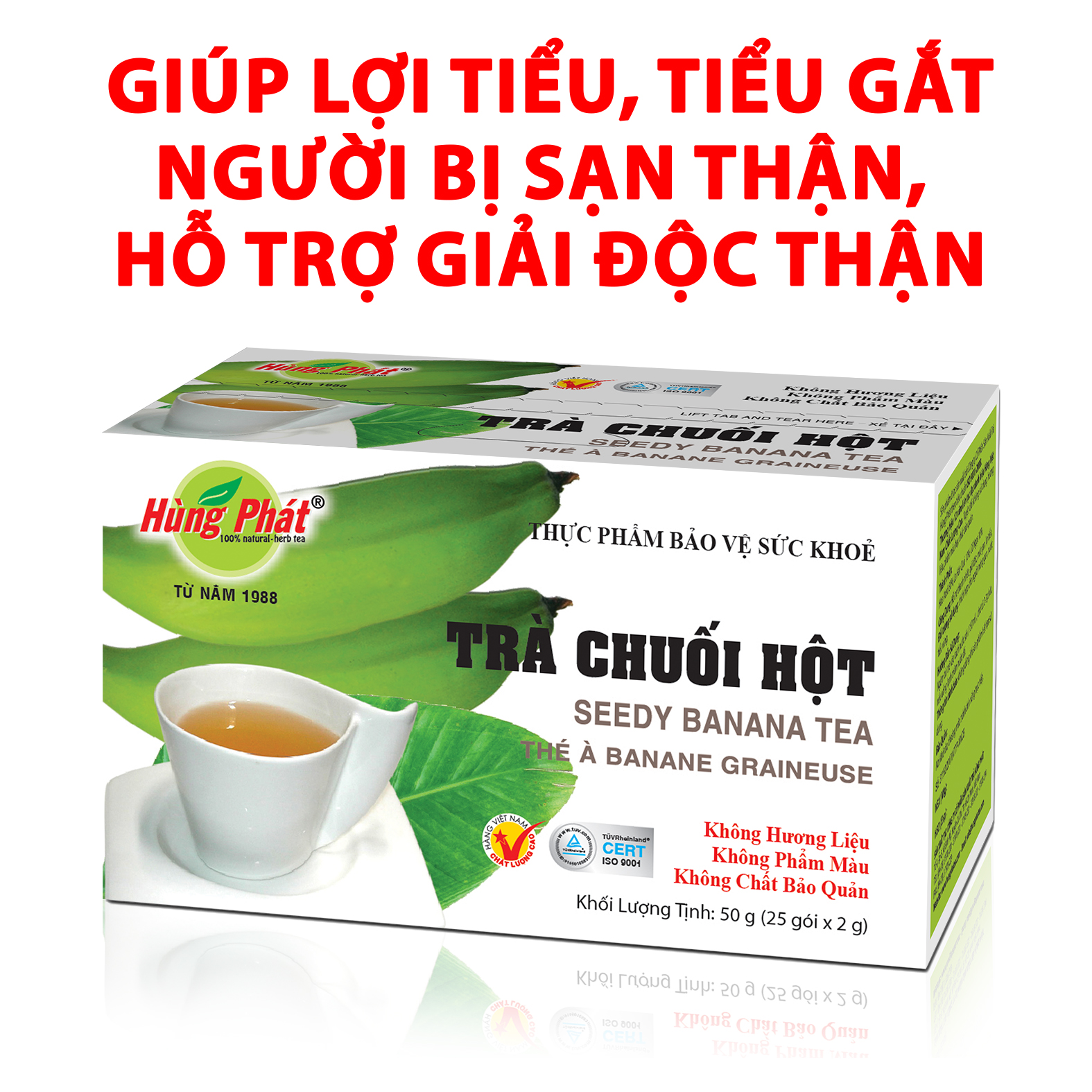 TRÀ CHUỐI HỘT - Giúp lợi tiểu, hỗ trợ giải độc thận - Thương Hiệu Hùng Phát