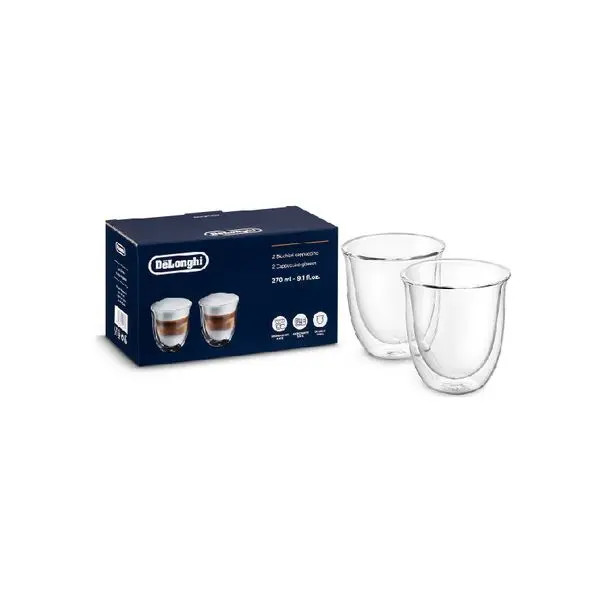 [Hàng chính hãng] Bộ 2 ly thủy tinh cappuccino DeLonghi (270ml)