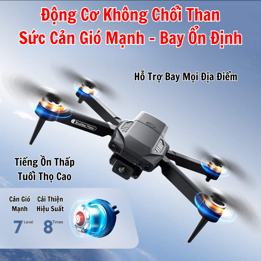 Máy bay Flycam mini 4k giá rẻ Drone F198 có 2 camera kép HD động cơ không chổi than siêu bền chịu mọi va đập, nhào lộn 360 độ Tặng túi đựng chống sốc - Hàng chính hãng