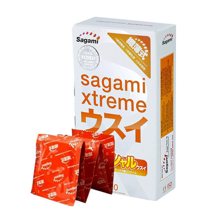 Bao Cao Su Siêu Mỏng Ôm Khít Sagami Xtreme Super Thin (10pcs) - Không Mùi Cao Su - 100% Nhập Khẩu Nhật Bản - Che Tên Sản Phẩm