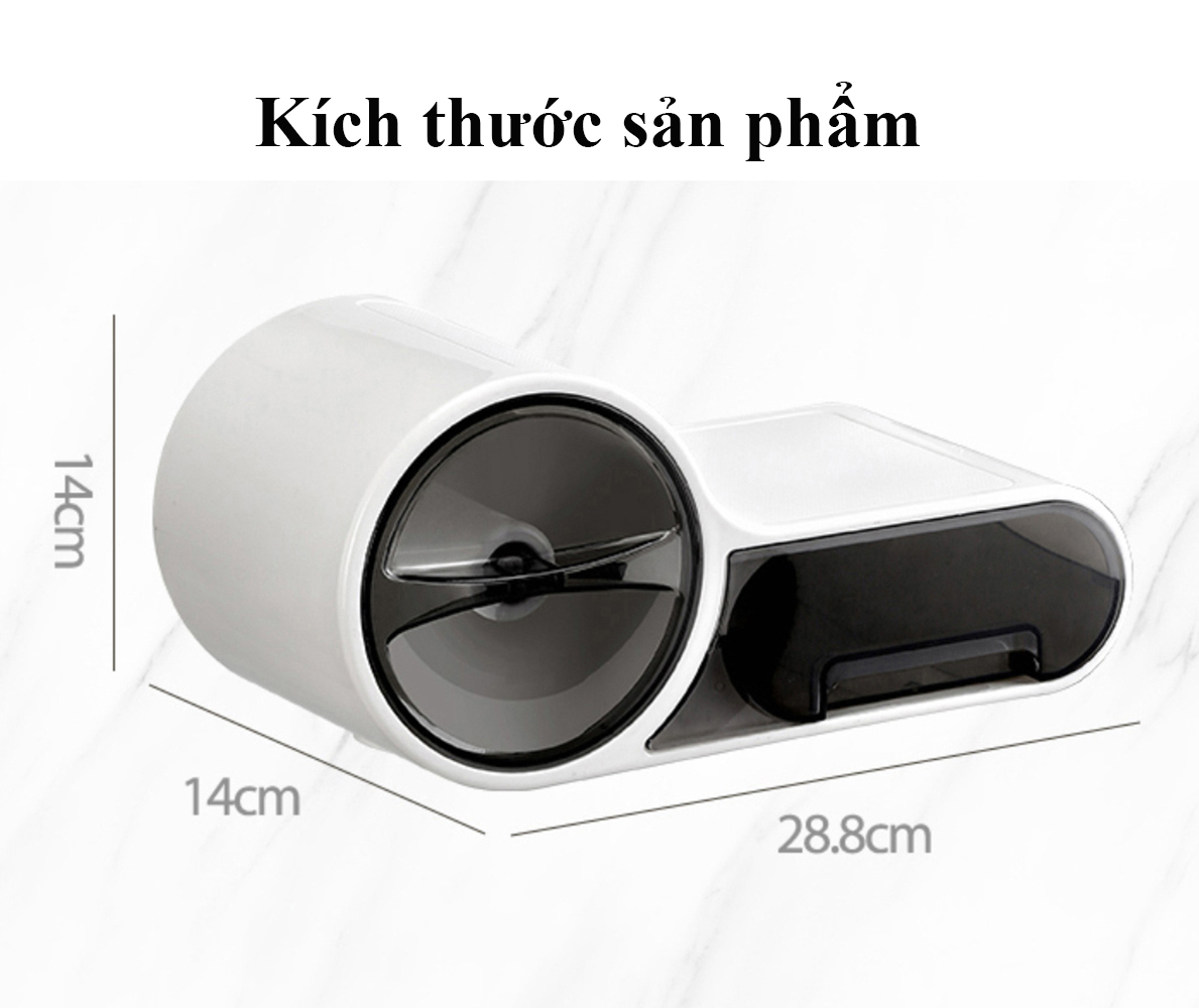 Hộp đựng giấy vệ sinh 2 ngăn dán tường - nhựa ABS cao cấp hình chìa khóa sang trọng