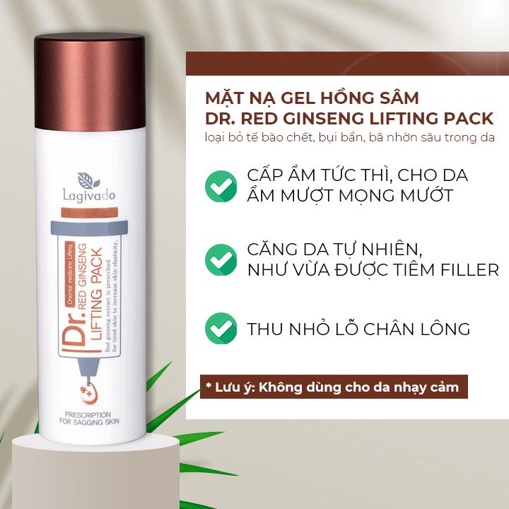 Bộ đôi Gel mặt nạ hồng sâm giảm mụn đầu đen Hàn Quốc Lagivado Dr. Red Ginseng 50 ml và sữa rửa mặt Creamy Foam 50ml