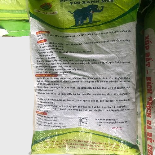 500g Phân Hữu Cơ Vi Sinh Voi Xanh MTX- Nguyên Liệu Từ Phân Bò Khô, Chuyên Dùng Bón Cho Rau Sạch, Cho Hoa, Cây Cảnh