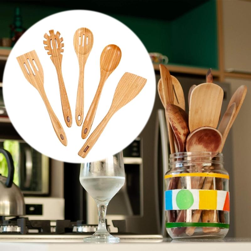 Thìa Gỗ Cho Nấu Ăn 5 Hữu Cơ Tre Tiện Dụng Bộ Dụng Cụ Nhà Bếp Thìa Đũa Thìa