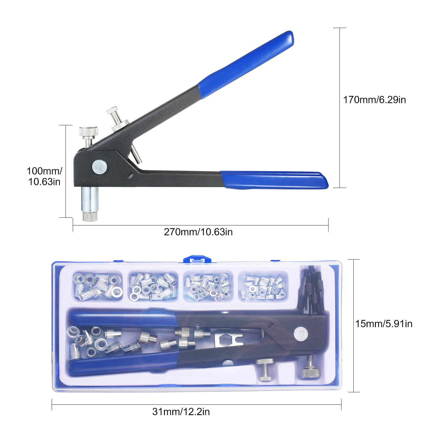 86PCS Rivet Nut Tool Kit Set Blind Rivet Nut Hand Riveter Wrench Threaded Insert Tool Rivet Nut Gun with Metric Rivet