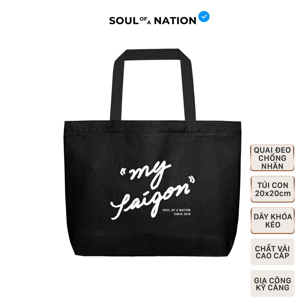 Túi Tote Vải Canvas Cao Cấp - Size lớn, Dây đeo không nhăn, Có khóa kéo, Ngăn phụ bên trong - My Saigon Ver 2