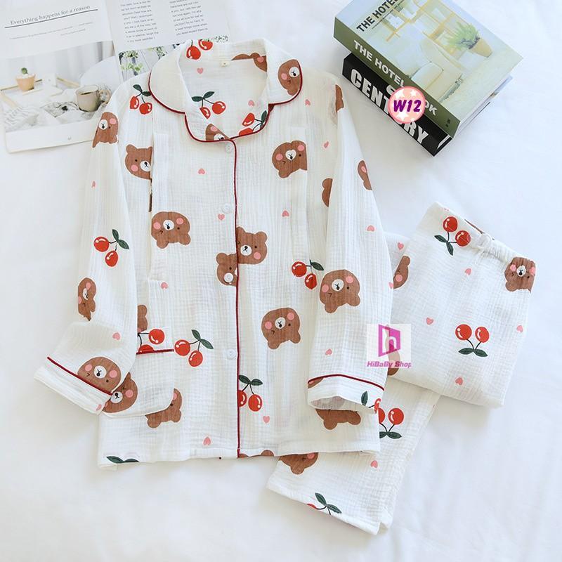 Pijama Sau Sinh (Vải Xô nhật) Mặc hè cực mát W06