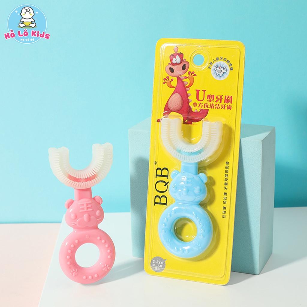 Set 2 chi tiết bàn chải đánh răng chữ u thông minh, kem đánh răng dạng bọt cho bé Hồ Lô Kids