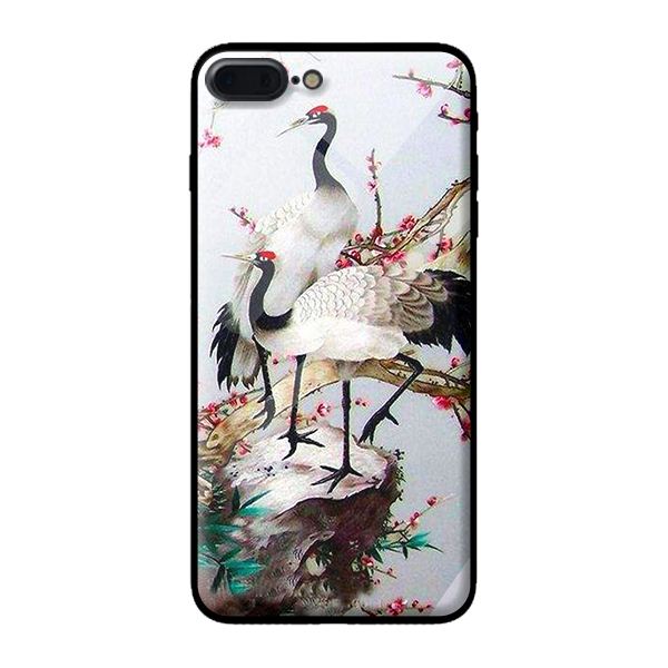 Ốp kính cho iPhone 8 Plus mẫu HẠC CẶP 2 - Hàng chính hãng