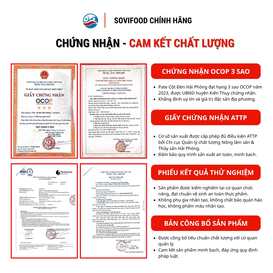 Combo 10 lon - Pate Cột Đèn Hải Phòng Sovifood - Nhiều Thịt, Ít Gan - 1,9KG