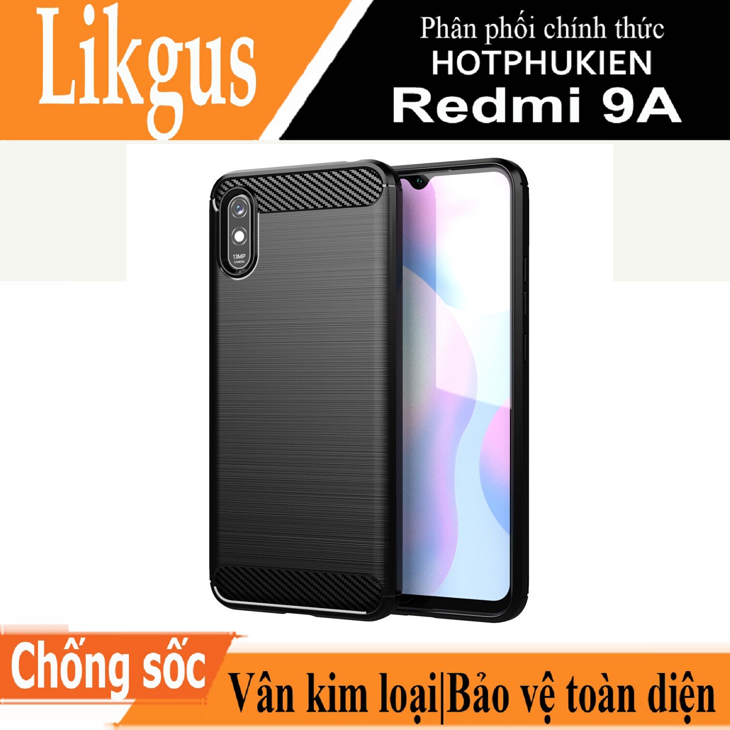 Ốp lưng chống sốc vân kim loại cho Xiaomi Redmi 9A hiệu Likgus (bảo vệ toàn diện, chống va đập) - hàng nhập khẩu