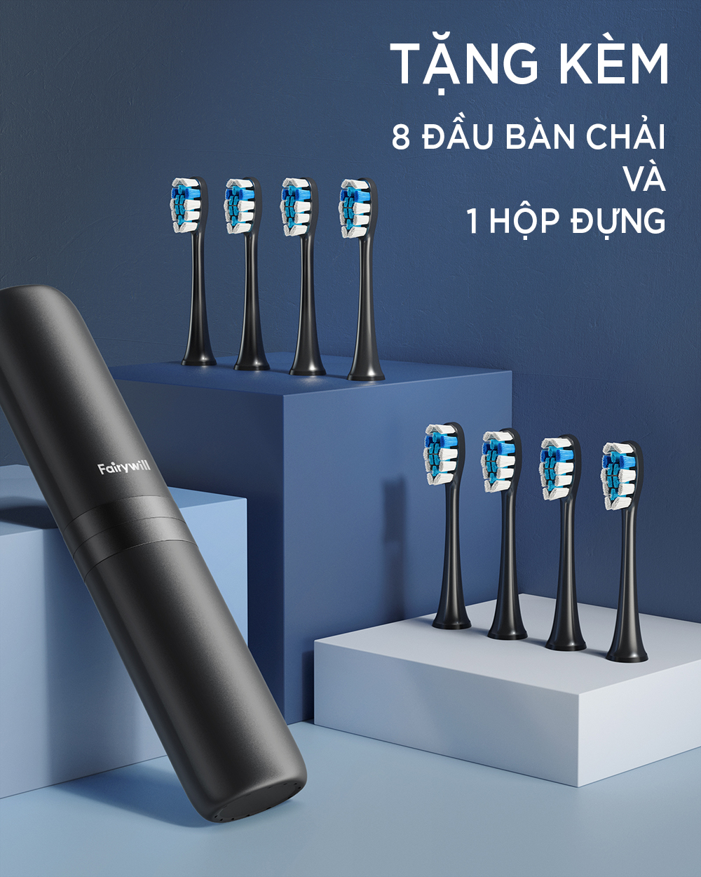 Bàn chải đánh răng điện FAIRYWILL P11 dòng cao cấp Sử dụng lên tới 30 ngày Tặng kèm 8 đầu thay thế Hẹn giờ tắt thông minh - Hàng Chính Hãng