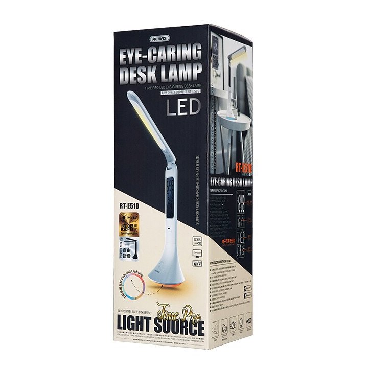 Đèn Led để bàn thông minh tích hợp đồng hồ Remax RT-E510 bảo vệ mắt - Hàng Chính Hãng