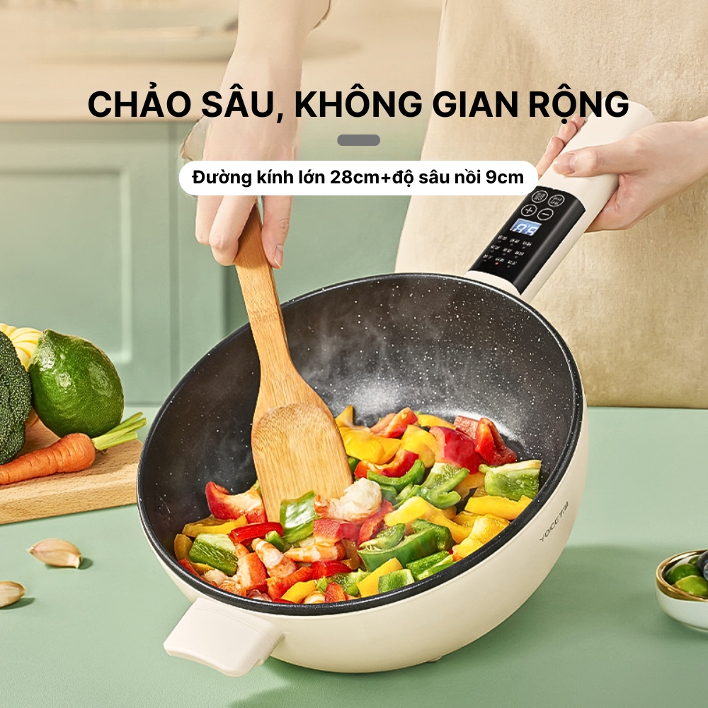 Chảo điện đa năng YOICE công suất 1500W, màn hình cảm ứng thông minh - YDCG03 - HÀNG CHÍNH HÃNG