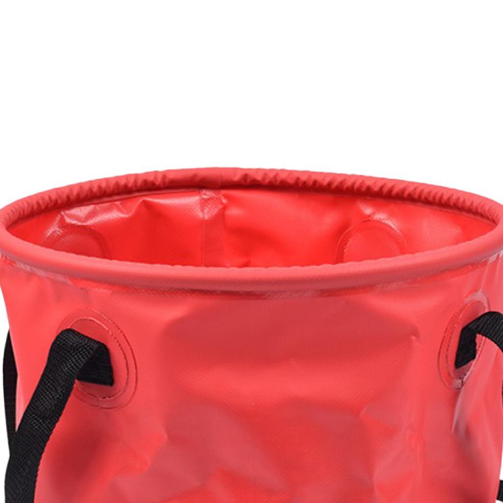 Outdoor Collapsible Water Bucket Carrier Leakproof Folding Pail Red