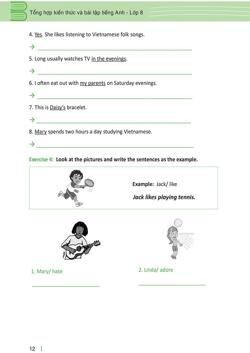 Sách Tổng Hợp Kiến Thức Và Bài Tập Tiếng Anh - Lớp 8