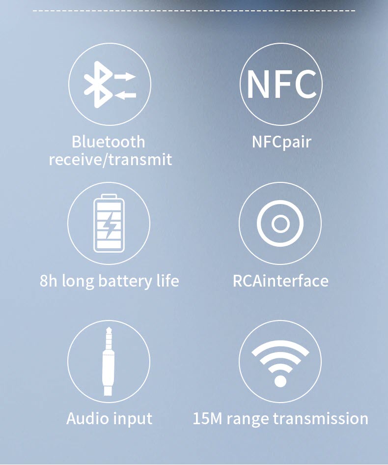 Bộ Thu Phát Âm Thanh 2 Trong 1 BT-21 Công Nghệ Bluetooth 5.0 vs NFC Hỗ Trợ Cổng RCA/AUX Tích Hợp Pin 200mAh