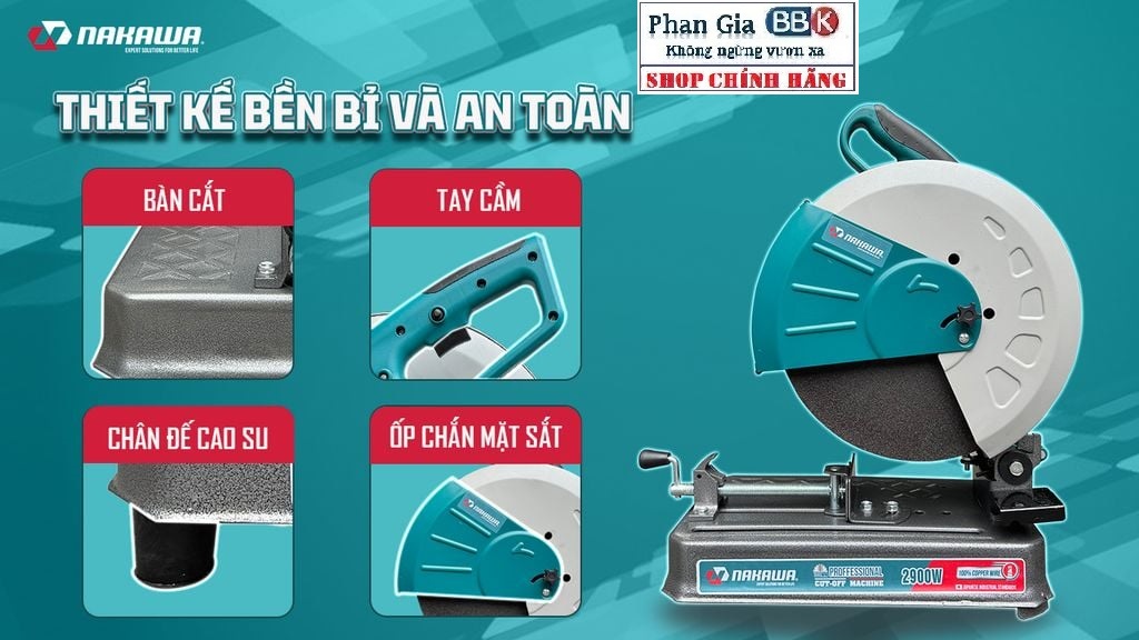 Máy Cắt Sắt 355MM NAKAWA 2900W - NK-CS2900 Dòng Công Nghiệp, Mô tơ 100% dây đồng, Bảo hành 1 năm