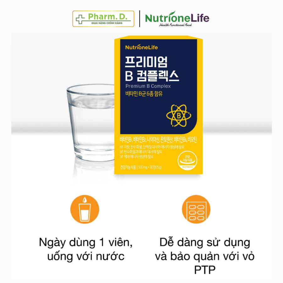 Viên Uống bổ sung Vitamin B Complex Giúp Giảm Căng Thẳng Mệt Mỏi, Suy Nhược NUTRIONELIFE Premium B Complex (30 Viên)
