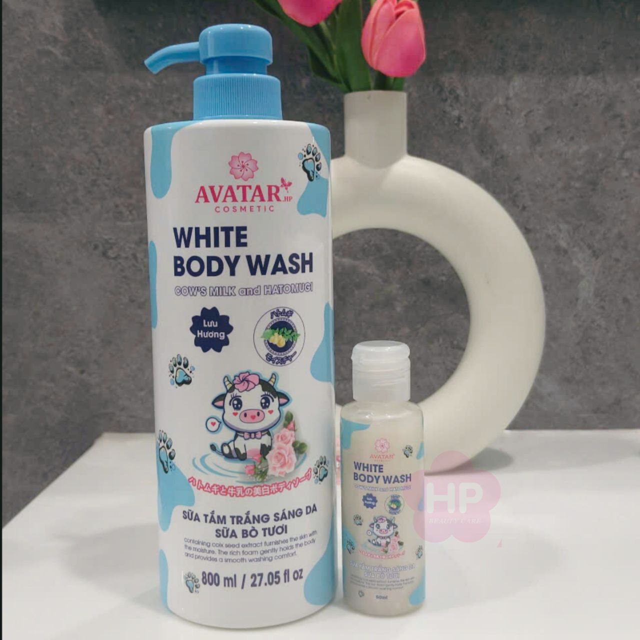 Sữa Tắm Trắng Sáng Da Sữa Bò Tươi Avatar White Body Wash 800 mL (2 loại)
