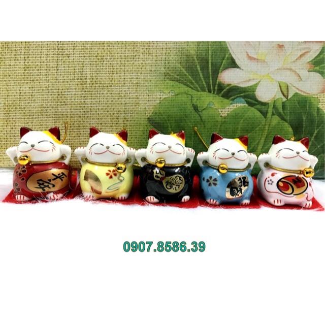 Full Set Bộ 5 Tượng mèo sứ thần tài Maneki Neko Japan