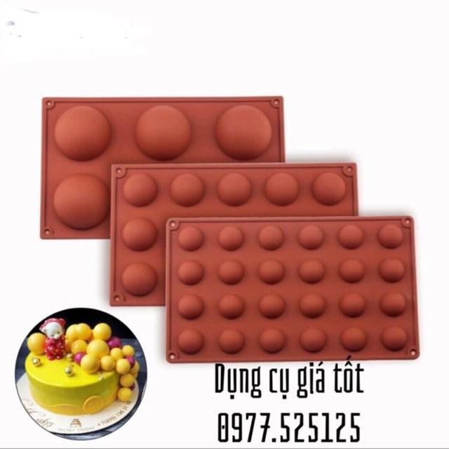 Khuôn Silicon Đổ Socola/Thạch/Đá/Kẹochipchip/Pudding Hình Tròn Bán Cầu (silicon cao cấp-dày dặn)