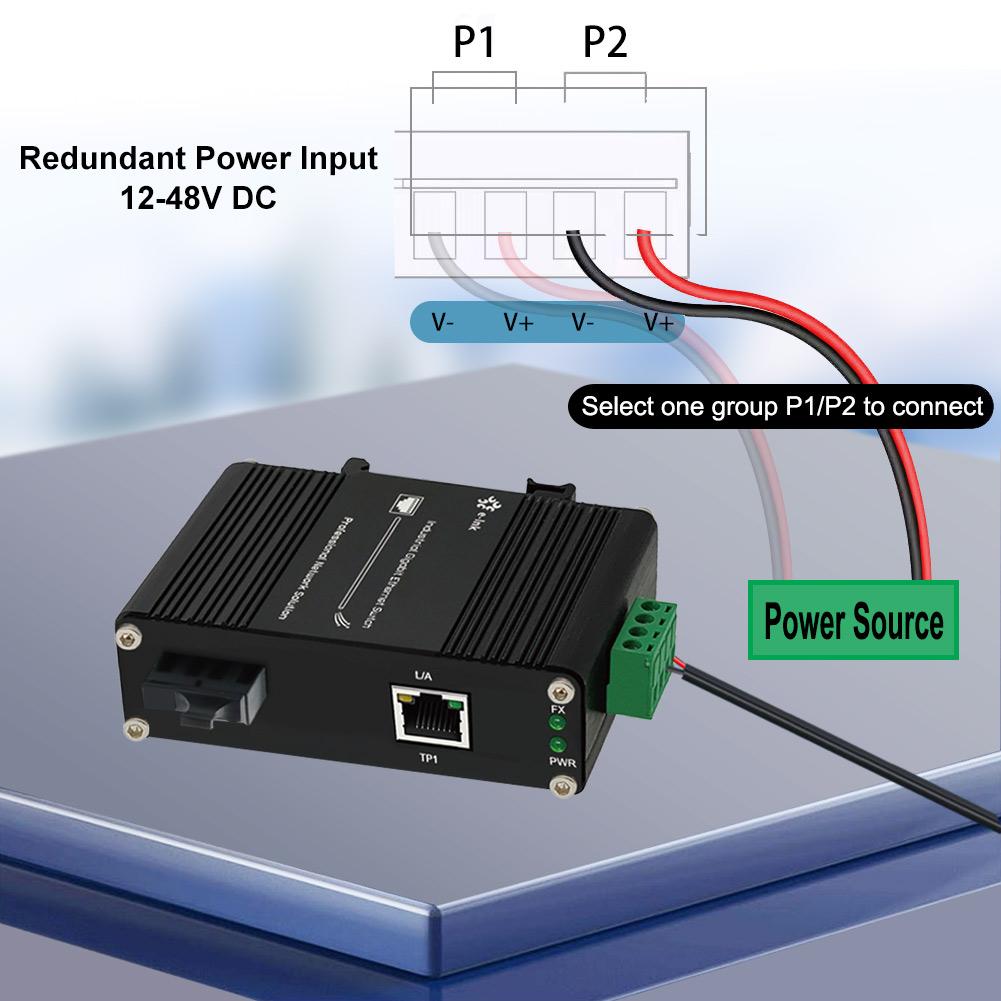 Công nghiệp 1 Cổng SC Chuyển đổi phương tiện truyền thông với SC DIN Rail 10/100/1000Mbps Gigabit Ethernet Switch 1RJ45 1SC