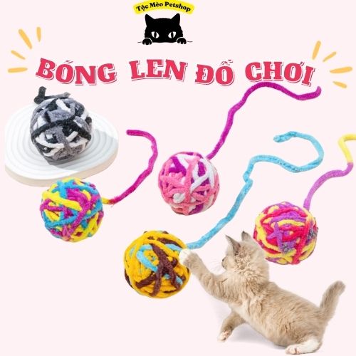 Bóng len nhiều màu sắc đồ chơi vận động cho thú cưng