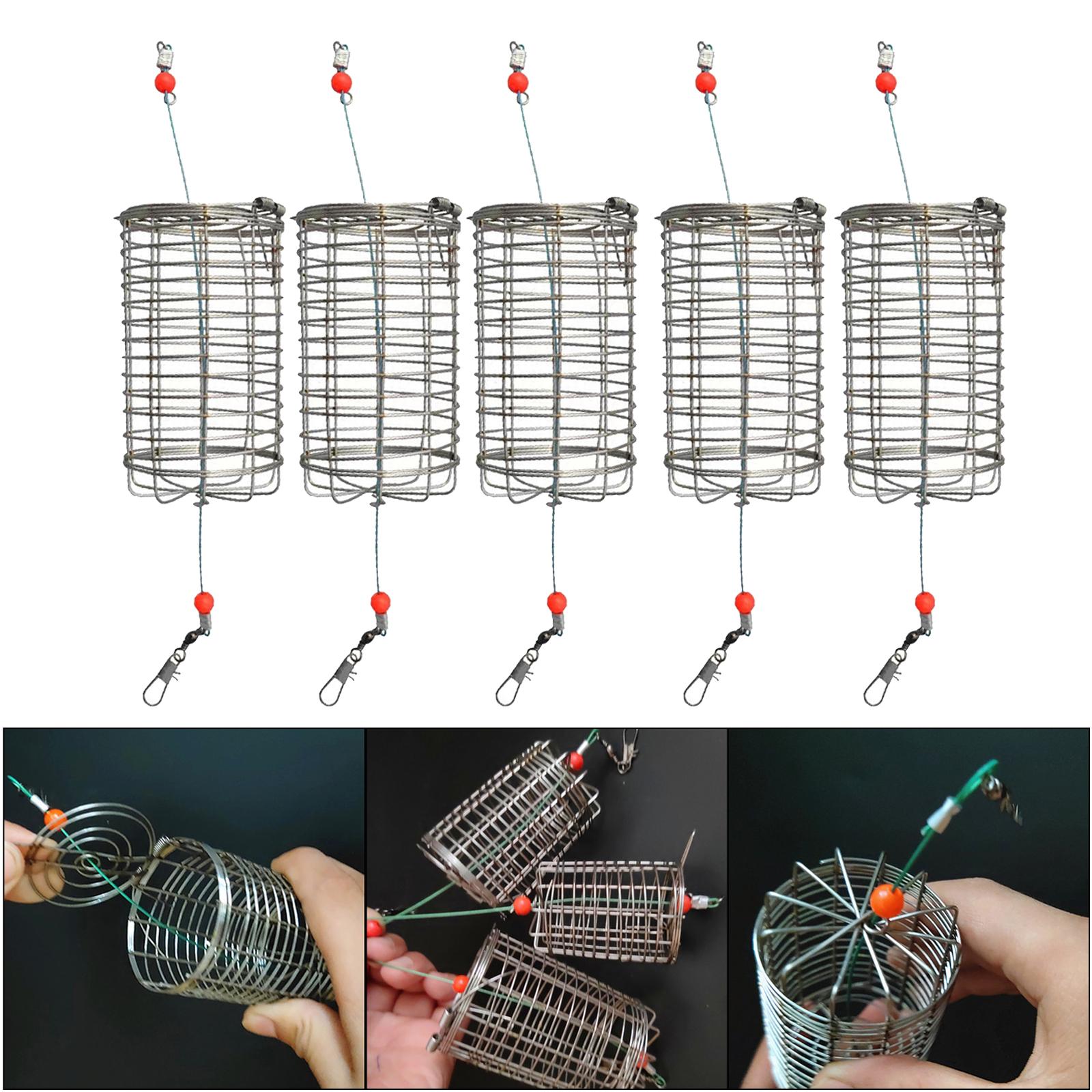 5pcs Carp Fishing Bait Trap Cage Feeder Basket Holder, Anti-rust Coarse Lure Feeder Carp Small Fishing Tackle Kit for Shrimp Carp Crayfish Crab