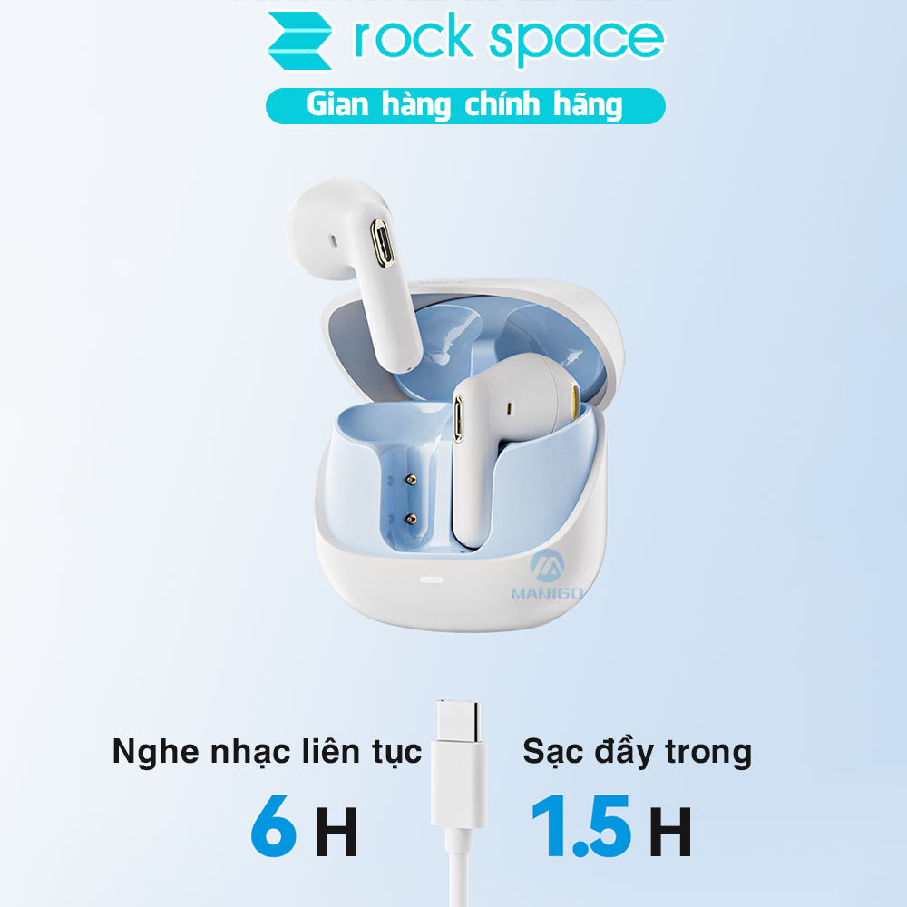 Tai nghe bluetooth 5.3 nhét tai TWS ROCK S3 Mini Wireless Bluetooth Earphones-Hàng chính hãng Bảo hành 12 tháng lỗi 1 đổi 1