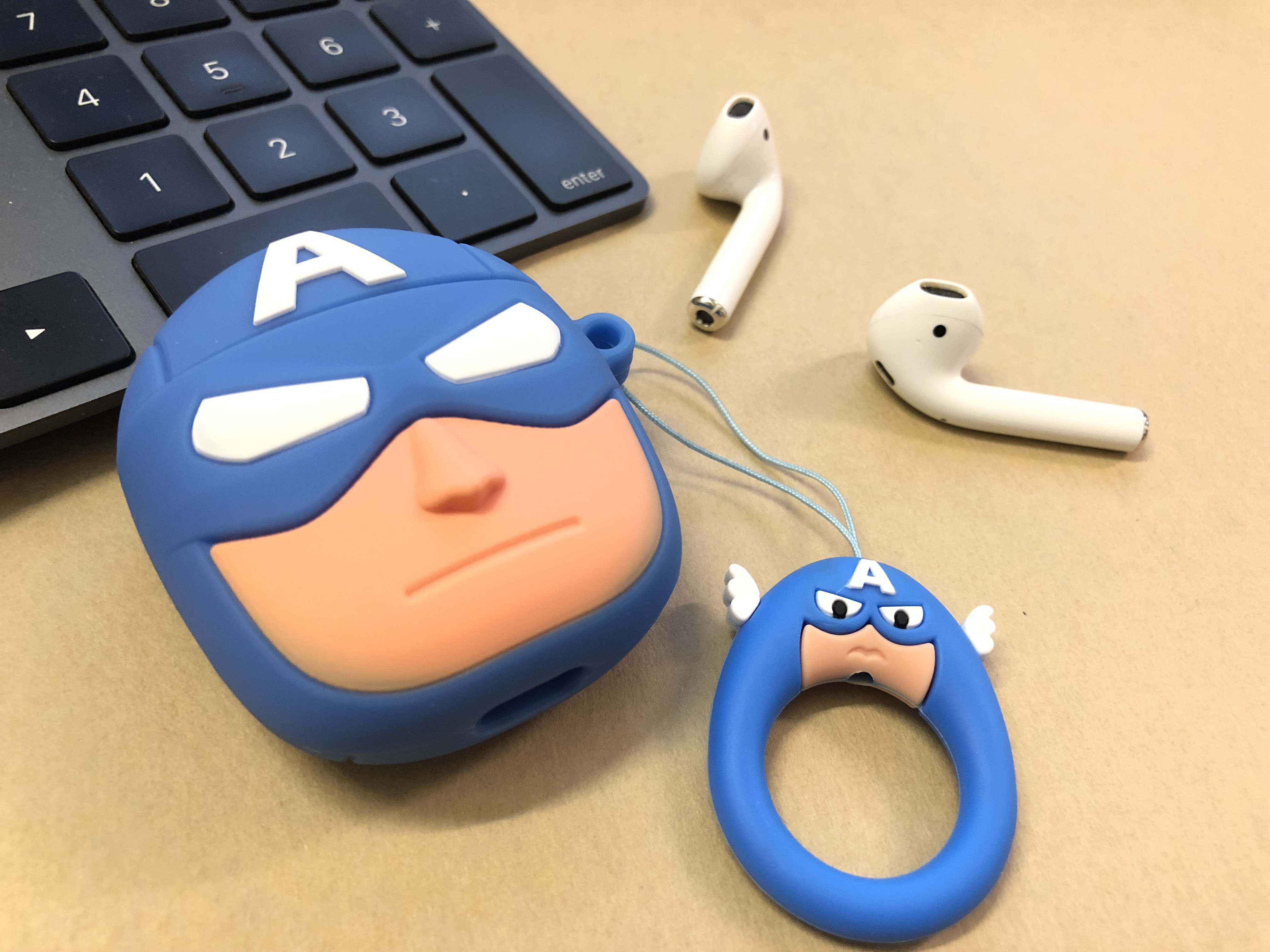 BAO CASE SILICON VỎ ỐP SILICON BẢO VỆ CHO TAI NGHE AIRPODS 1, AIRPODS 2, AIRPODS PRO AVENGERS HÌNH ĐỘI TRƯỞNG MỸ CAPTAIN AMERICA