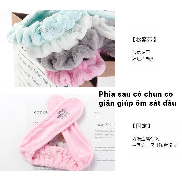 Băng đô cuốn tóc đội đầu rửa mặt hình tai thỏ cuốn tròn