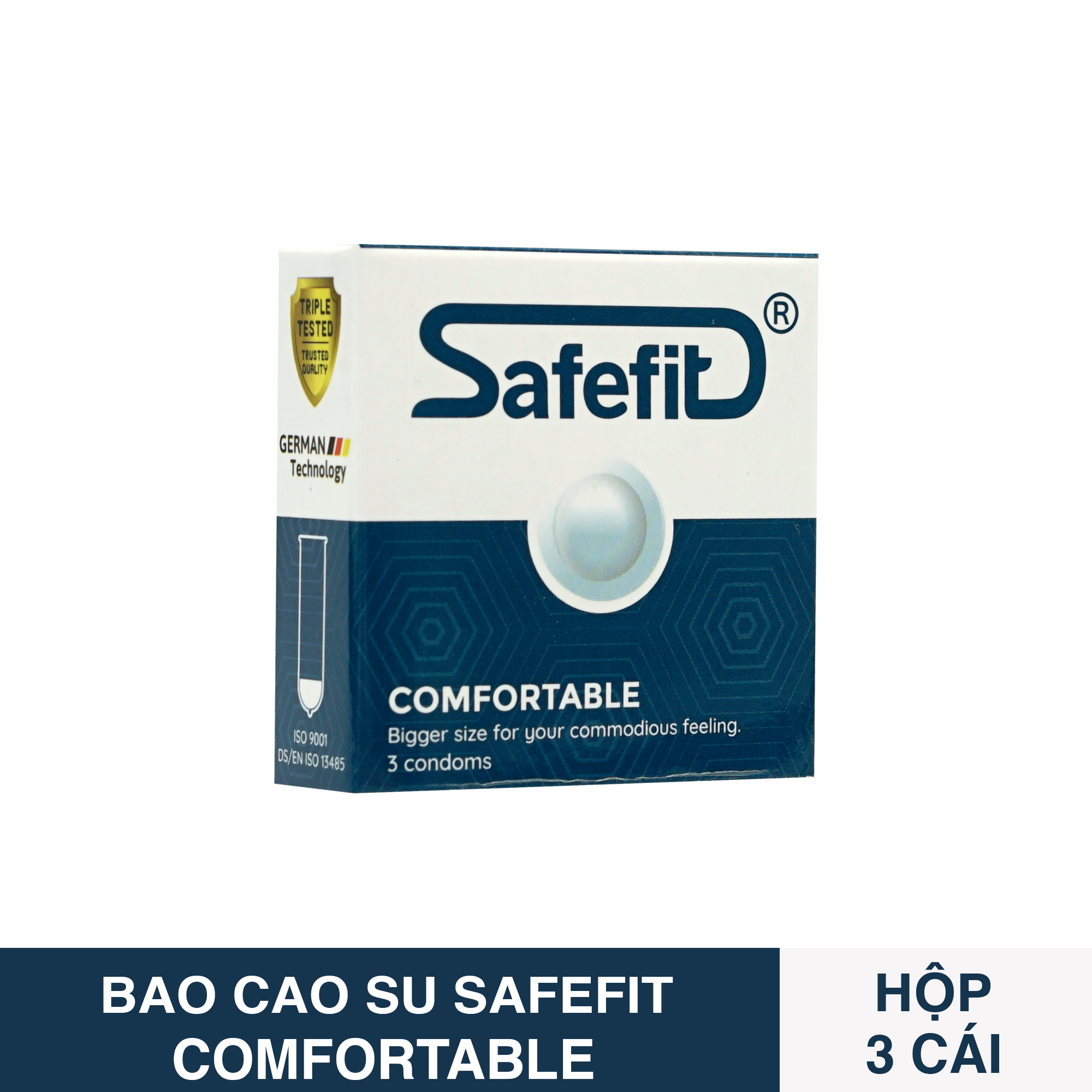 Bao cao su SAFEFIT Comfortable nhiều silicon hộp 3 cái - Mỏng nhẹ, không trói buộc