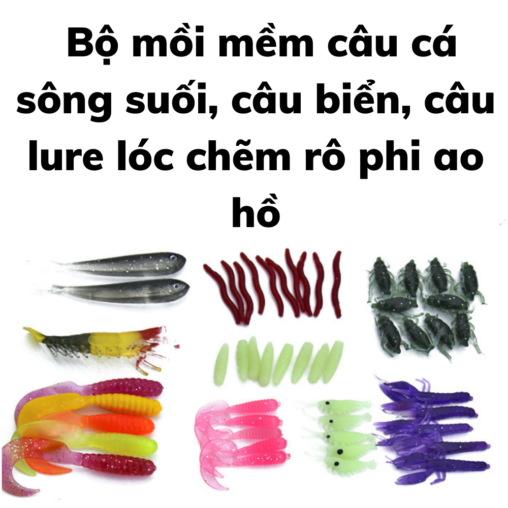 Combo bộ mồi giả câu lure và phụ kiện 100 món fimax (gồm mồi cá giả, bộ mồi mềm, mồi thìa lure suối, phụ kiện lưỡi chì khoá link…), hộp mồi giả để câu cá lóc chẽm rô phi, câu lure cá sông biển và lure suối cực hiệu quả