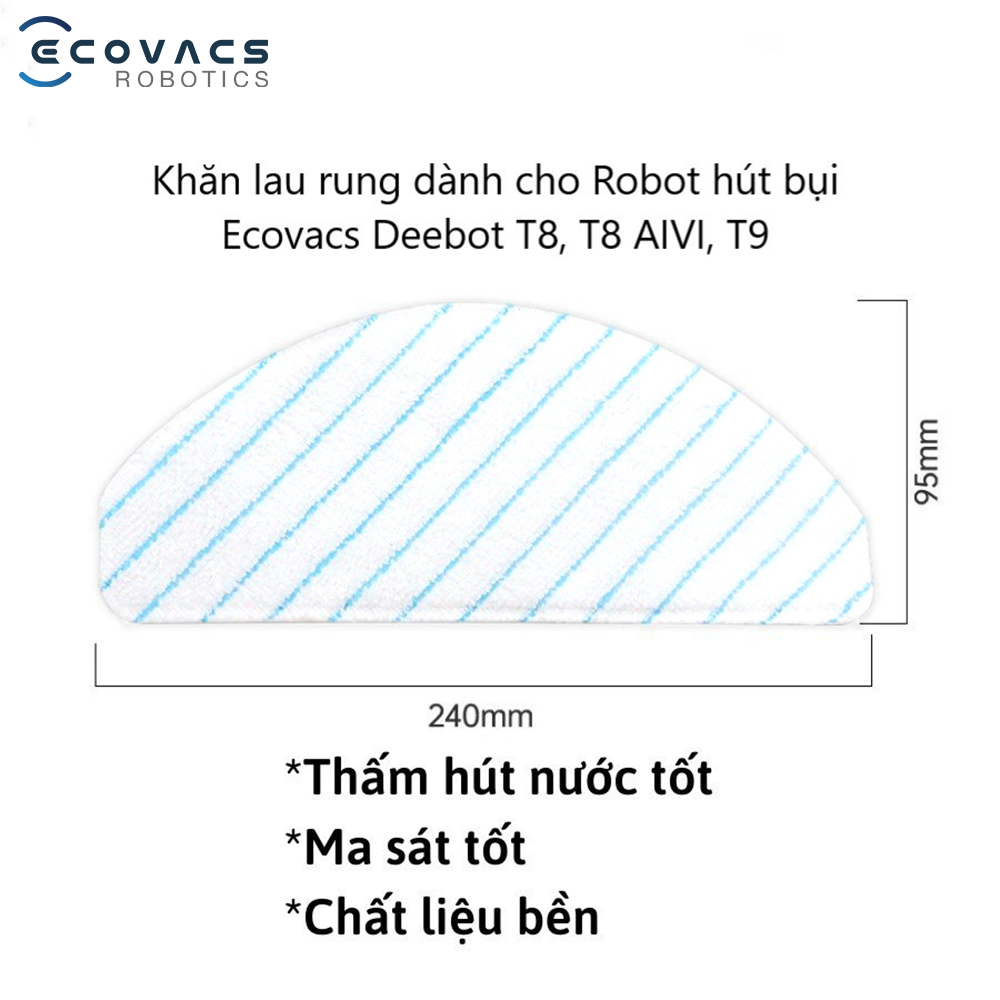 Khăn lau rung cho Robot Ecovacs Deebot T8 Series, T9 Series - Phiên bản quốc tế - Hàng chính hãng Nhập khẩu