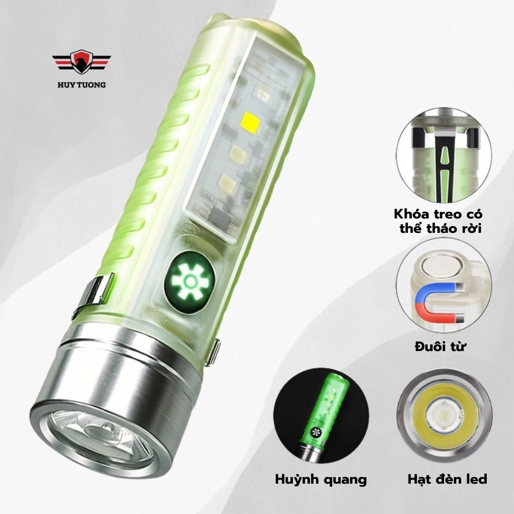Đèn pin mini siêu sáng chống nước, cầm tay chiếu xa 4 chế độ - Huy Tưởng
