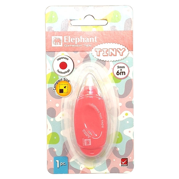 Bút Xóa Kéo Elephant Tiny 5mm x 6m - Mẫu 1 - Màu Hồng