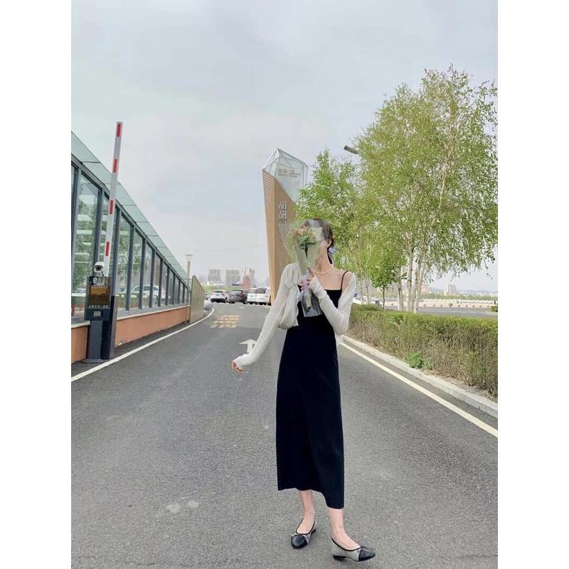 Set Váy Cardigan Khoác Mỏng Kèm Váy Body Zip Thời Trang Thu Đông 2021