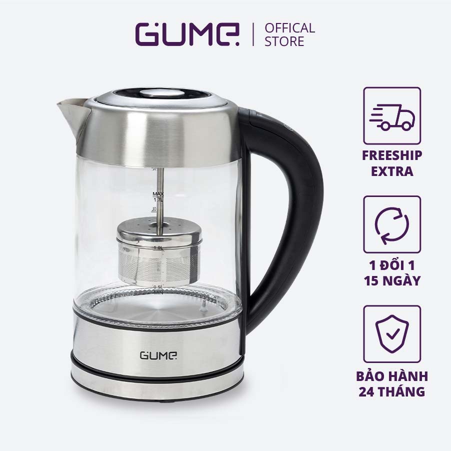 Bình Đun Siêu Tốc Khử Clo GUME Thủy Tinh 1.7L - GMK 2201 - Hàng Nhập Khẩu Hàn Quốc