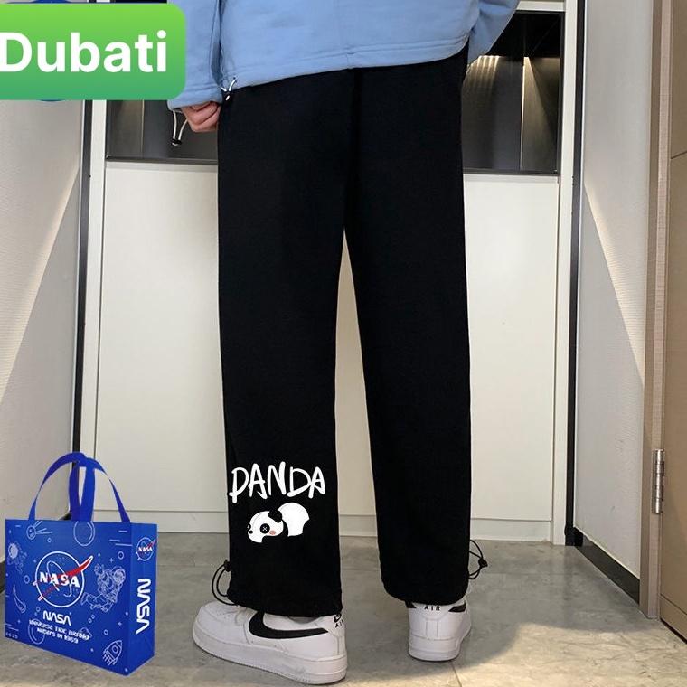 QUẦN JOGGER NAM NỮ UNISEX CHẤT NỈ DÀY DA CÁ ỐNG SUÔNG RỘNG IN HÌNH GẤU TRÚC PANDA RÚT DÂY PHONG CÁCH CAO CẤP MỚI - DUBAT