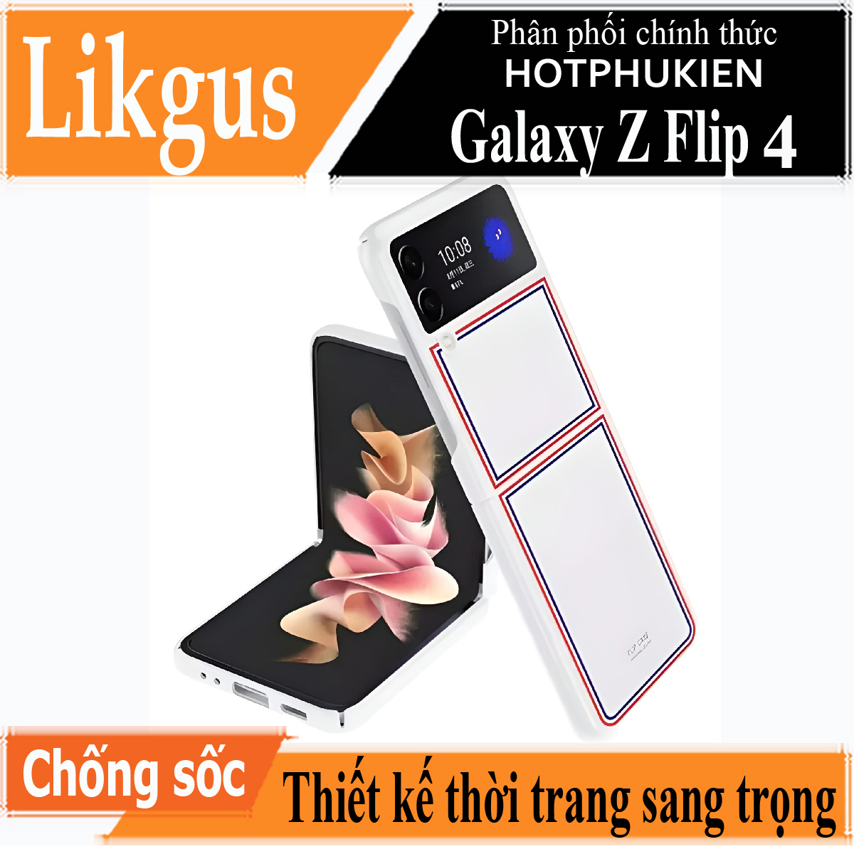 Ốp lưng chống sốc cho Samsung Galaxy Z Flip 4 hiệu Likgus Brow Luxury (chất liệu cao cấp, thiết kế thời trang họa tiết 3 sọc màu) - Hàng nhập khẩu