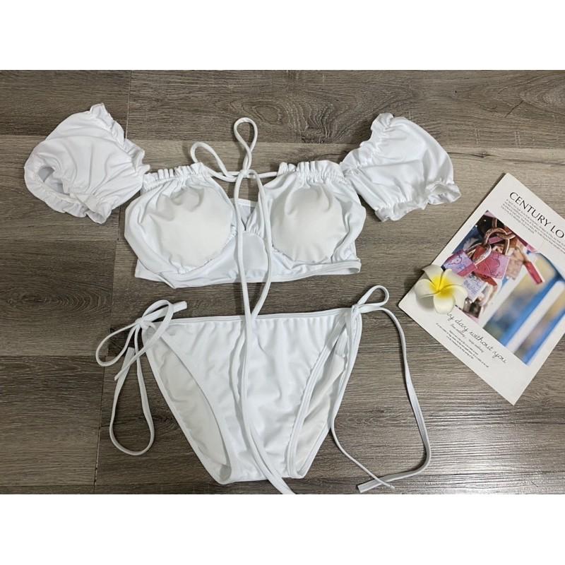 Set bikini 2 mảnh quần chip áo bèo tay con xinh xắn hh