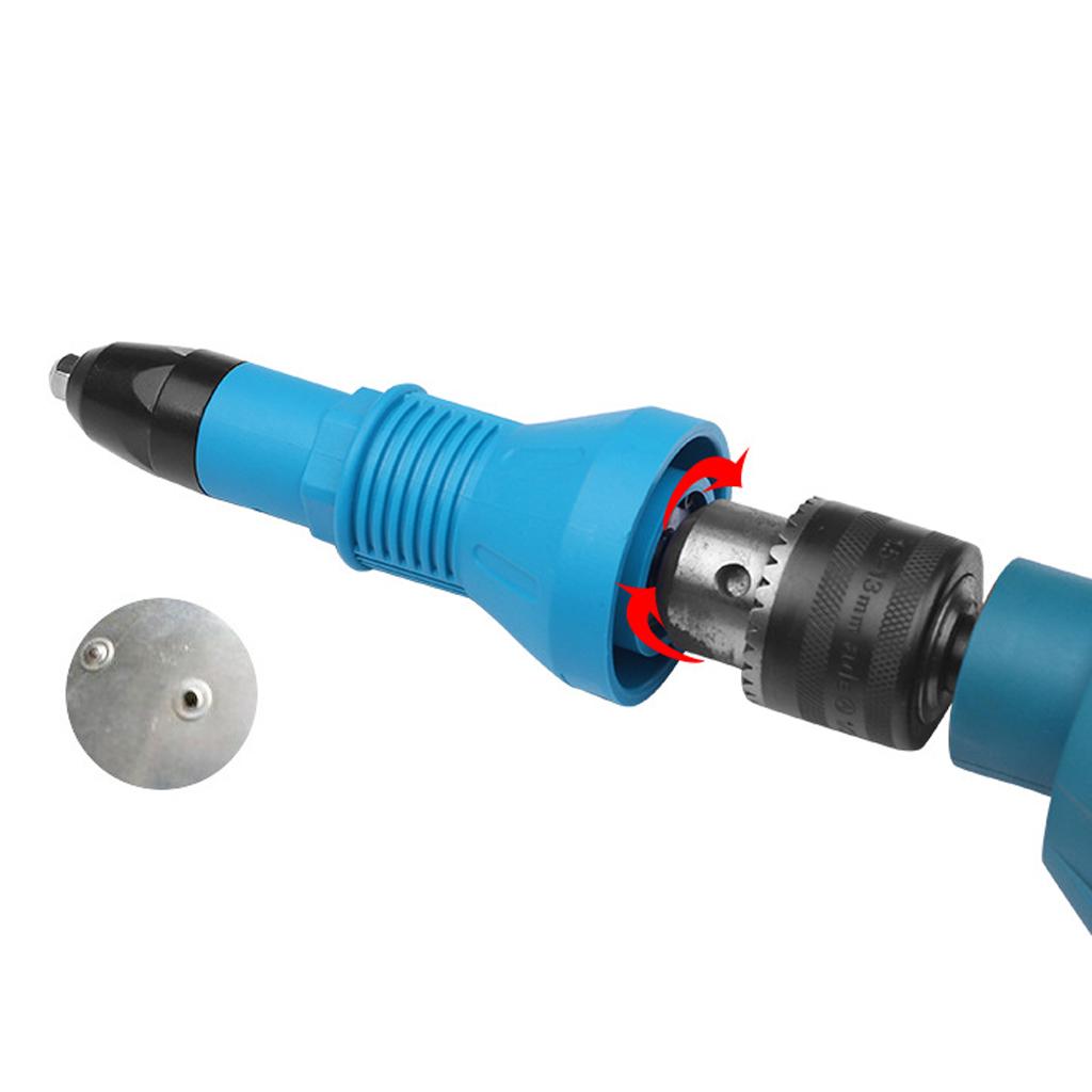 Rivet Gun Adaptor for Cordless Drill Electric Nut Riveting Riveter Tool-Blue