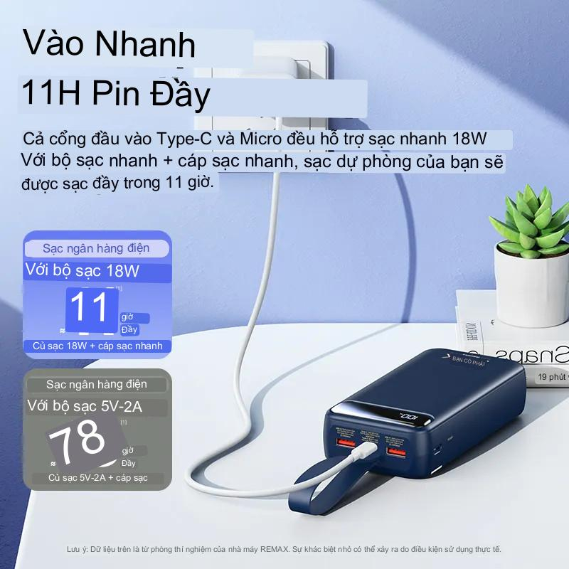 Pin Sạc Dự Phòng Sothing Remax RPP 522 30000mAh 2 Cổng USB, 1 Cổng Type-c Sạc Nhanh PD QC3.0 max 22.5W- Hàng Chính Hãng