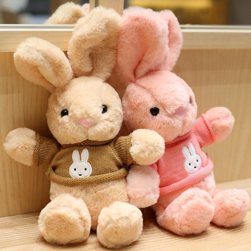 Gấu bông Thỏ tai dài áo len cao cấp cho bé gái - 25cm