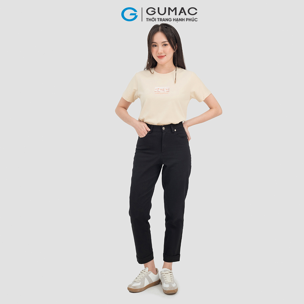 Áo thun nữ GUMAC ATC07036 cổ tròn in hình trẻ trung