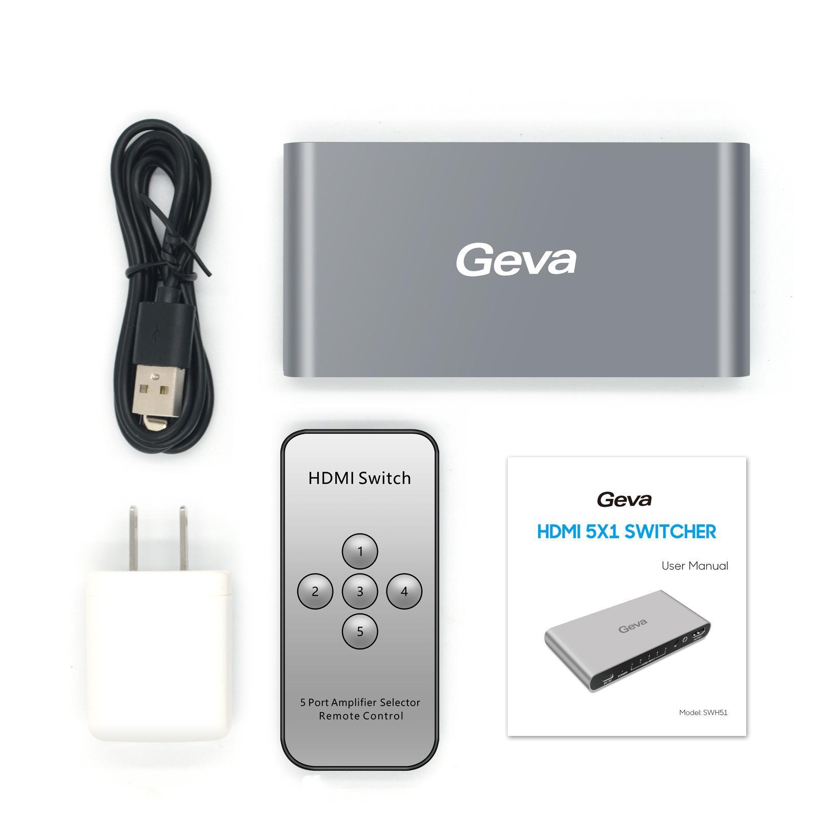 5 in 1 Out 4K@60Hz HDMI2.0 Switcher Selector,with IR Wireless Remote,HDMI Audio Extractor,5 Port 5x1 HDMI Switcher Splitter Box for Computer
