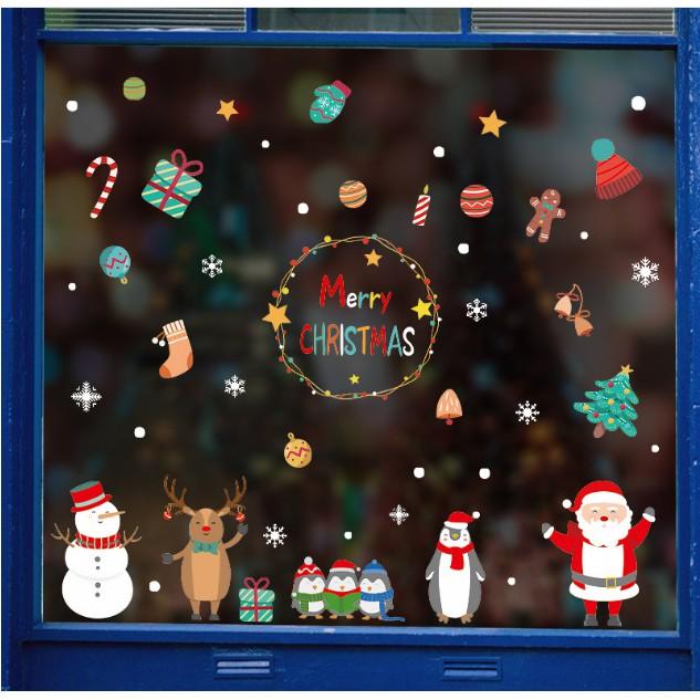 Decal trang trí Noel - Mọi nhân vật vẫy tay chào đón 1 mùa lễ Giang Sinh