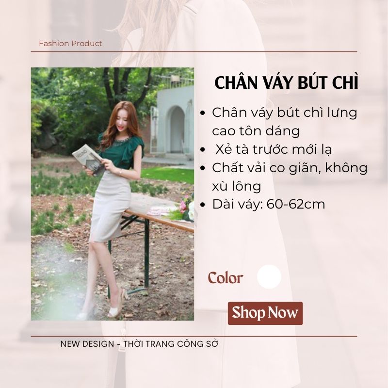 Chân Váy Công Sở Nữ New Design Thiết Kế Dáng Váy Midi , Phom  Ôm Body ,Màu Trắng Sang Trọng ,Vải Dày Tốt Co giãn CV0062